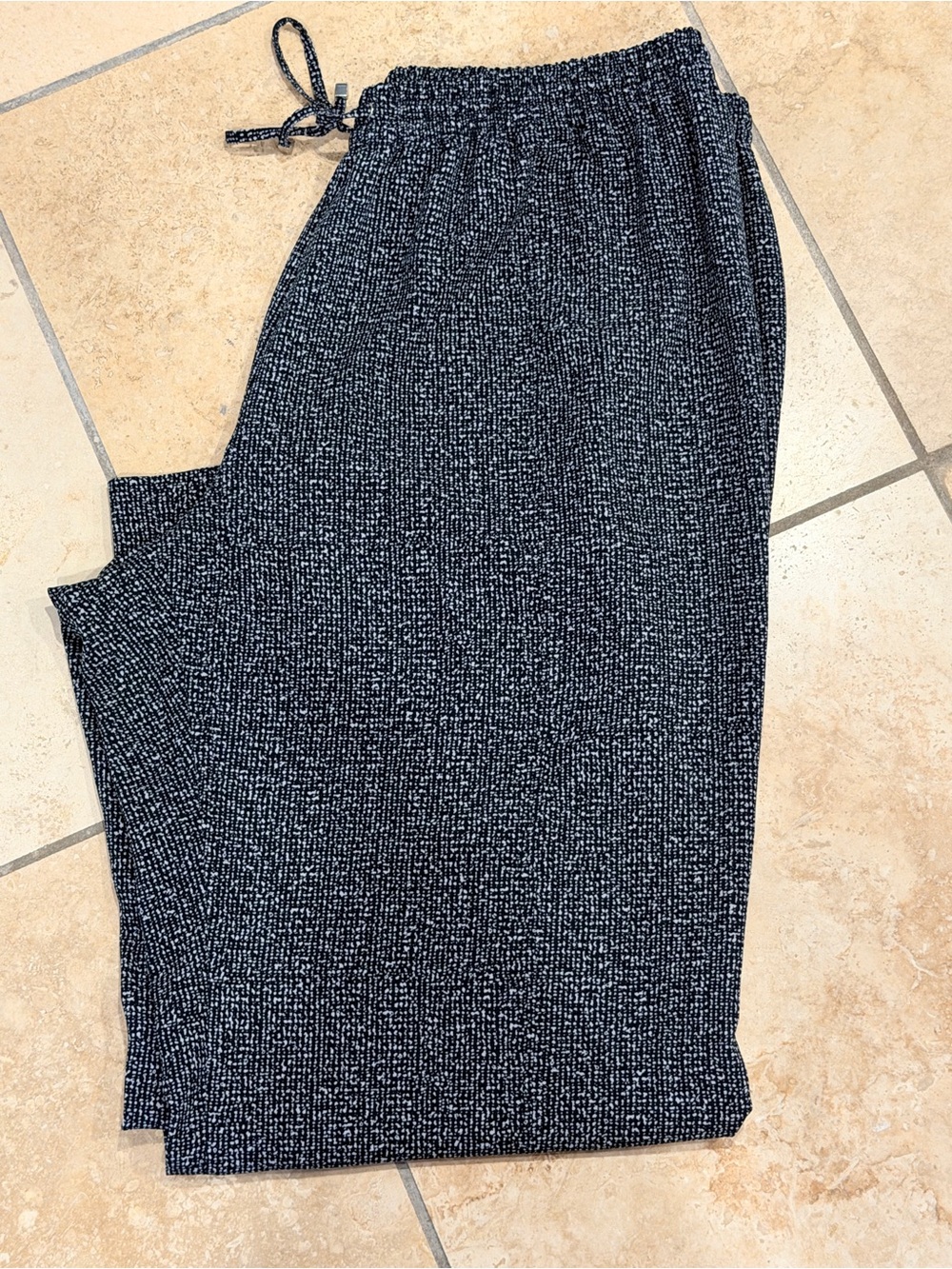 Calvin Klein Dark Navy & White Marled Knit Drawstring Dress